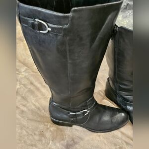 RALPH LAUREN Black leather Knee-High Leather Boots 9.5 Wide